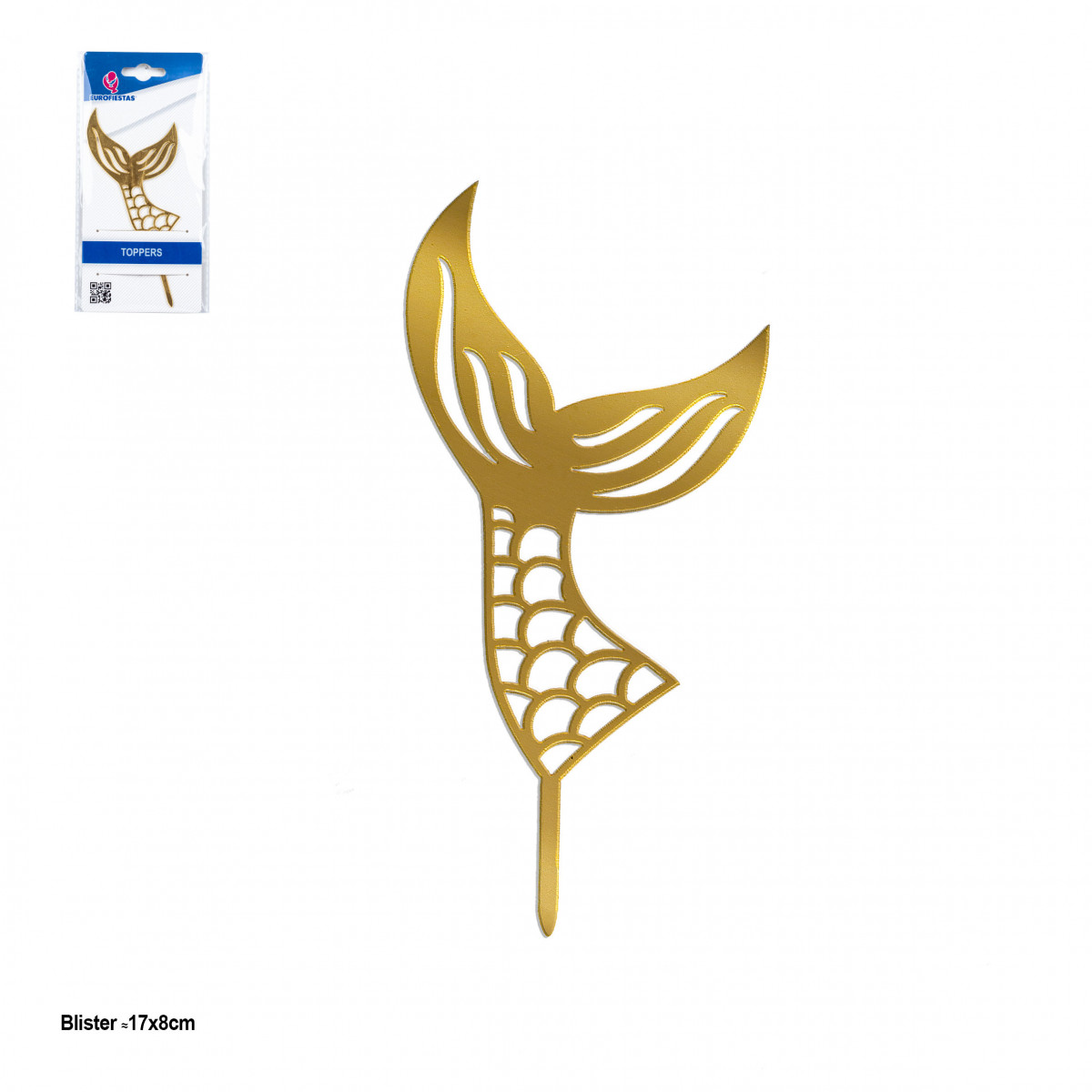 Topper a forma di coda di sirena color oro metallizzato da decorare