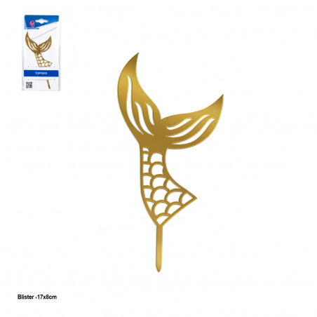 Topper a forma di coda di sirena color oro metallizzato da decorare