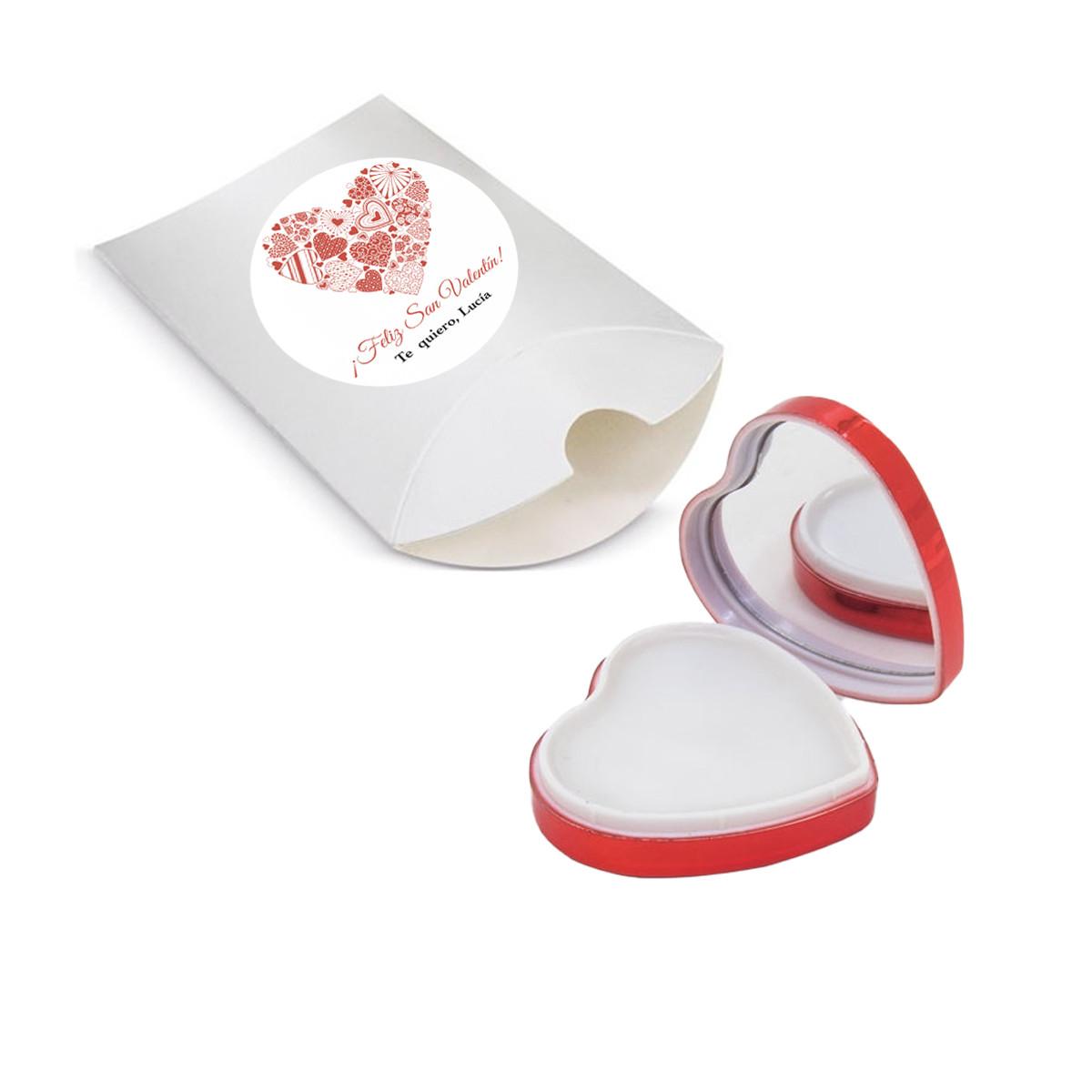 Balsamo per labbra a forma di cuore in confezione regalo con romantico adesivo da regalare
