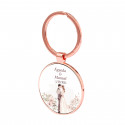 Portachiavi personalizzato in oro rosa con adesivo per i dettagli del matrimonio
