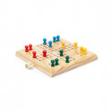 Ludo in legno in sacchetto di cotone con adesivo di ringraziamento per i dettagli