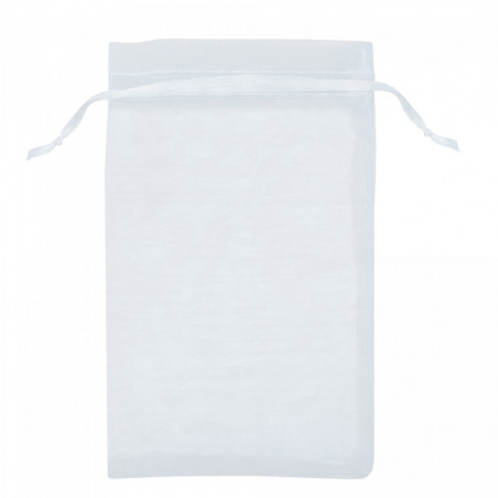 Occhiali da sole blu per bambini e pompon blu in sacchetto di organza personalizzato con adesivo per dettaglio