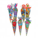 Cono de chuches con libro para colorear y caja con ceras personalizable en caja pirata para detalles
