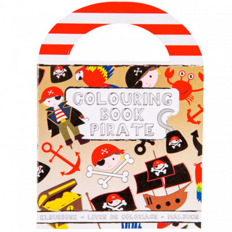 Cono de chuches con libro para colorear y caja con ceras personalizable en caja pirata para detalles