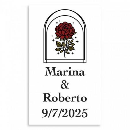 Cavatappi a forma di bottiglia personalizzato con design floreale vintage in sacchetto di organza