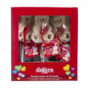 Lecca lecca di cioccolato bianco con cuore di gelatina e adesivo personalizzato per i dettagli