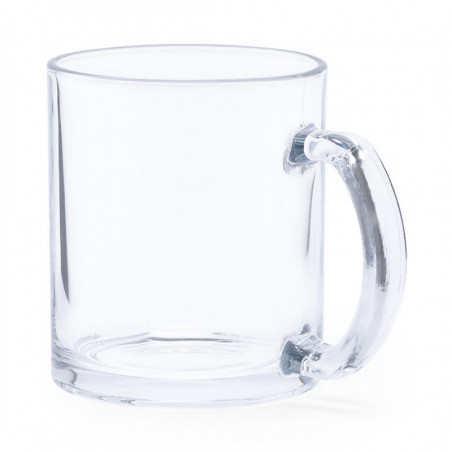 Tazza in vetro con simpatico adesivo personalizzabile per i dettagli