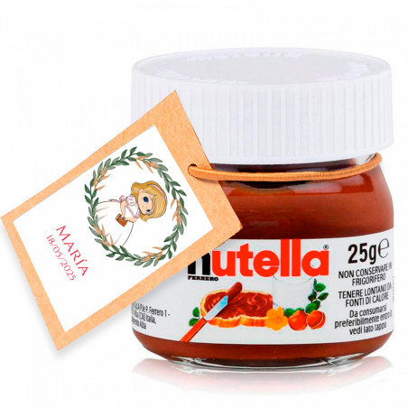 Nutella 25gr. con etichetta personalizzabile per i dettagli della prima comunione della bambina