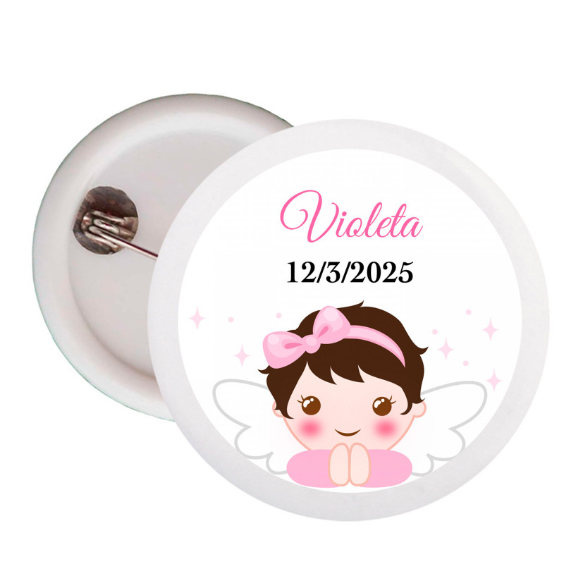 Badge con adesivo disegno angelo per dettagli battesimo
