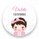 Badge con adesivo disegno angelo per dettagli battesimo