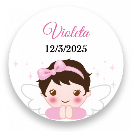 Badge con adesivo disegno angelo per dettagli battesimo