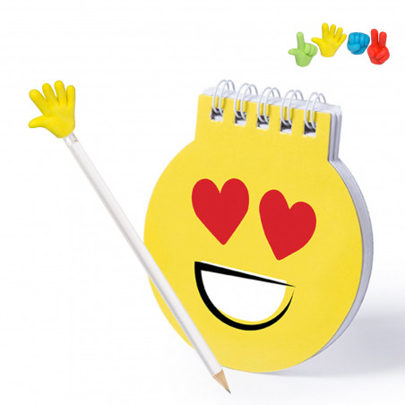 Quaderno emoji a forma di cuore con matita e divertente gomma per i dettagli