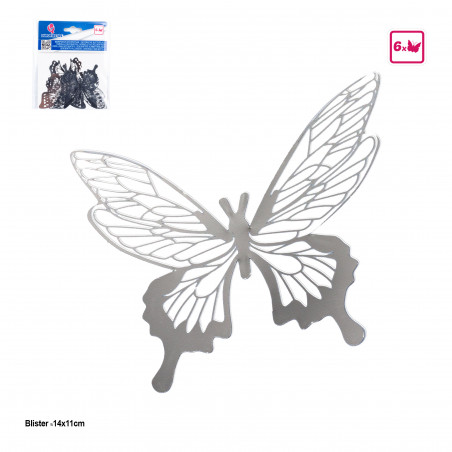 Mariposas decorativas plateadas 6pcs