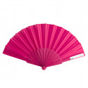Ventaglio fucsia con adesivo di comunione rosa da regalare