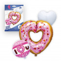 Set di palloncini foil a forma di cuore donuts iloveyou per decorare