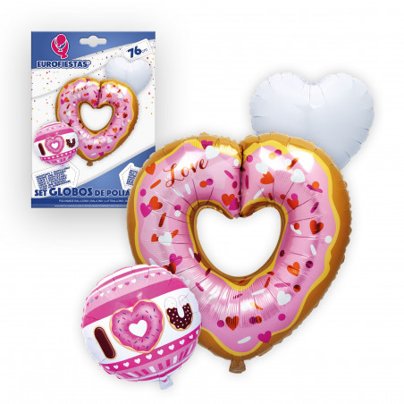 Set di palloncini foil a forma di cuore donuts iloveyou per decorare