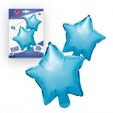Set di 2 palloncini foil a forma di stella blu per decorare eventi