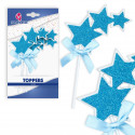 Topper con stelle blu con glitter e fiocco coordinato
