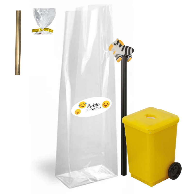 Temperamatite contenitore eco con matita con gomma a zebra in borsa personalizzata chiusura a striscia per eventi