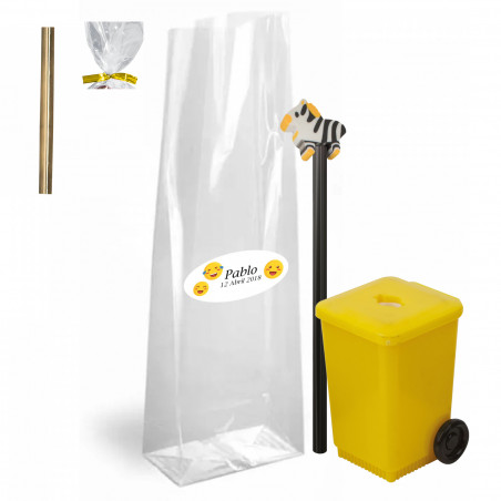Temperamatite contenitore eco con matita con gomma a zebra in borsa personalizzata chiusura a striscia per eventi