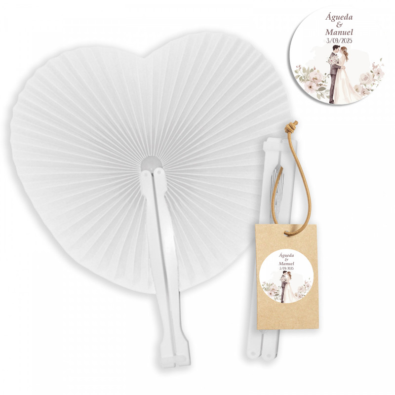 Pai Pai a forma di cuore bianco con etichetta personalizzata per matrimoni