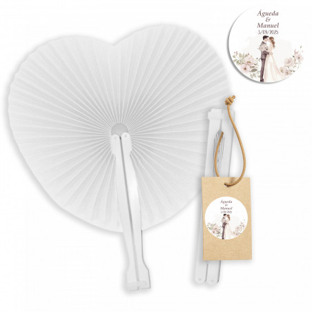 Pai Pai a forma di cuore bianco con etichetta personalizzata per matrimoni