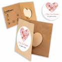 Cuore di semi di fiori selvatici con adesivo romantico personalizzato