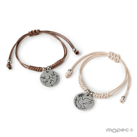 Bracciale di comunione colomba della pace in sacchetto verde acqua con adesivo personalizzabile