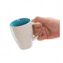 Tazza in ceramica con cucchiaino celeste personalizzato con adesivo di bambino per Battesimi