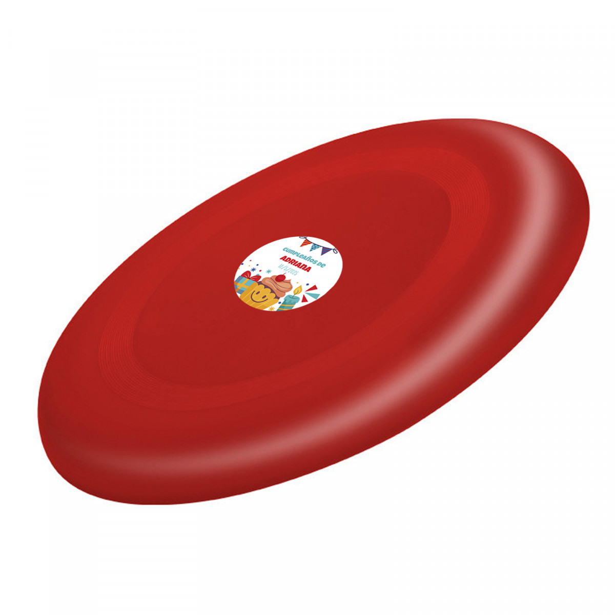 Frisbee di plastica rossa personalizzato per compleanni