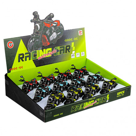 Motocicletta giocattolo a retrofrizione per i dettagli