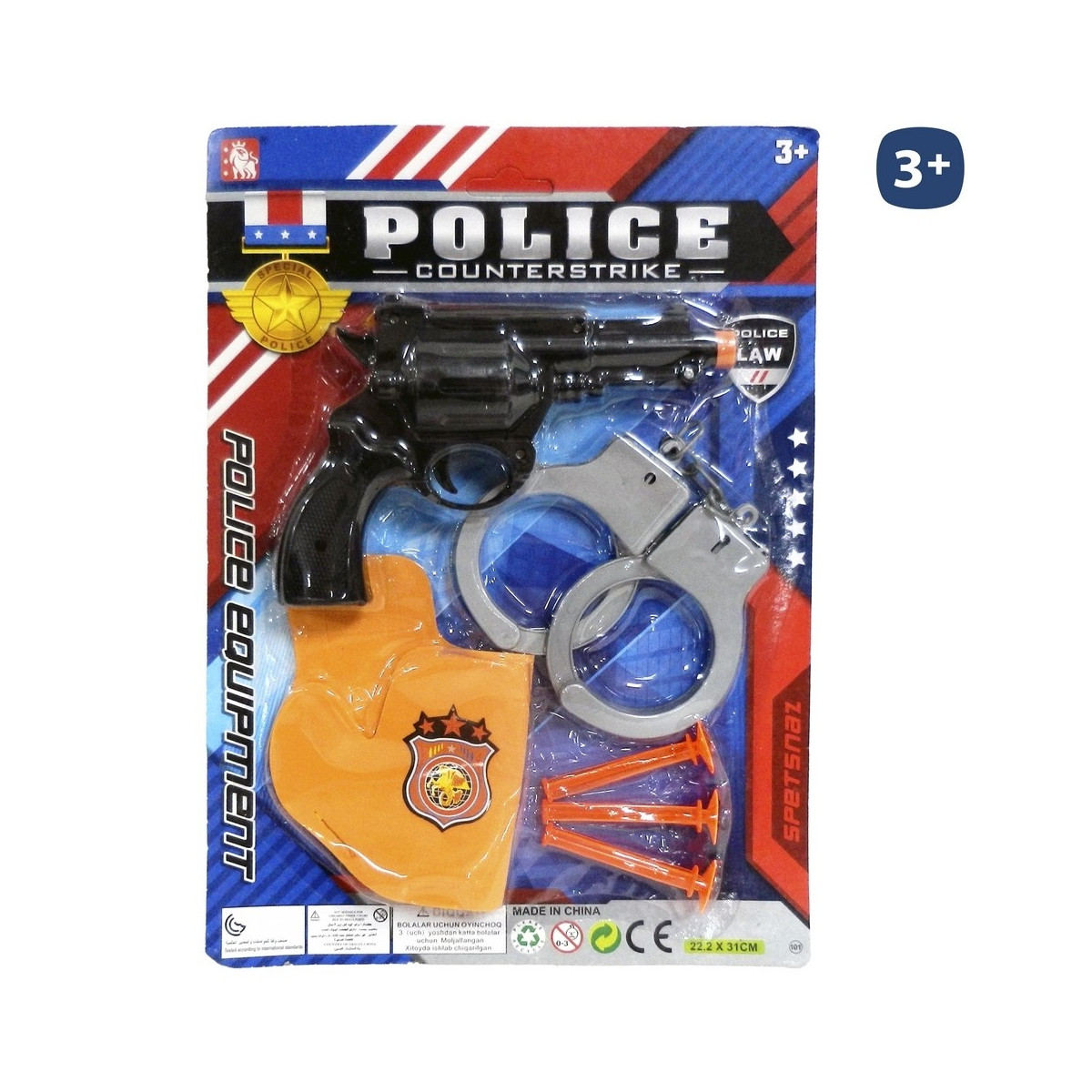 Manette della polizia e fondina per freccette per i dettagli