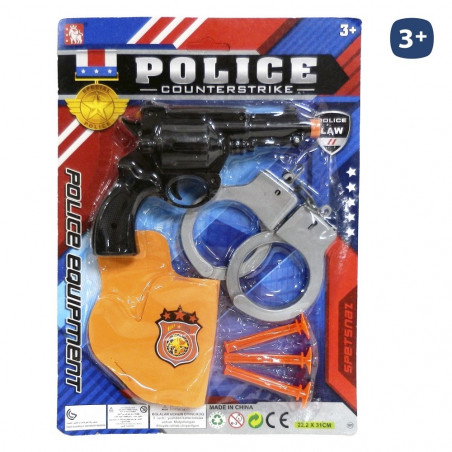 Manette della polizia e fondina per freccette per i dettagli