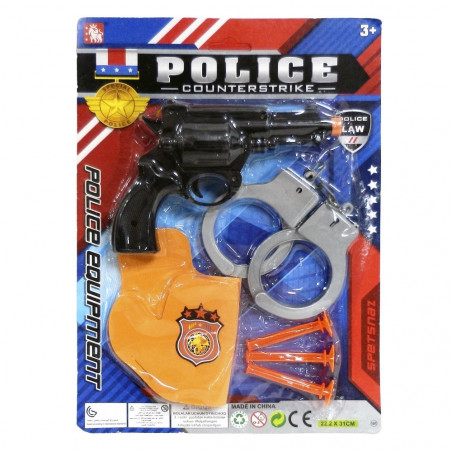 Manette della polizia e fondina per freccette per i dettagli