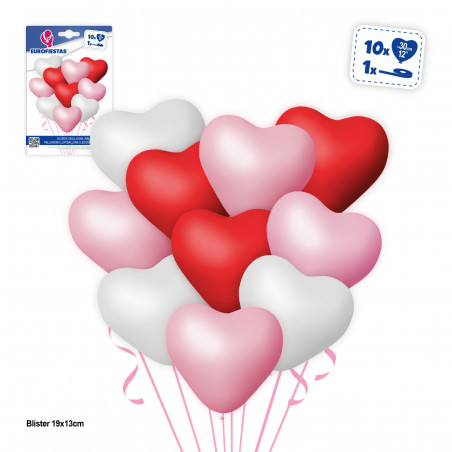 Palloncini cuore rosso rosa e bianco 12 unità da decorare