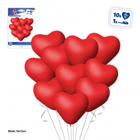 Palloncini cuore rosso 12 unità da decorare