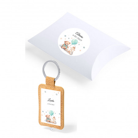 Portachiavi in sughero con torcia per regalo di battesimo