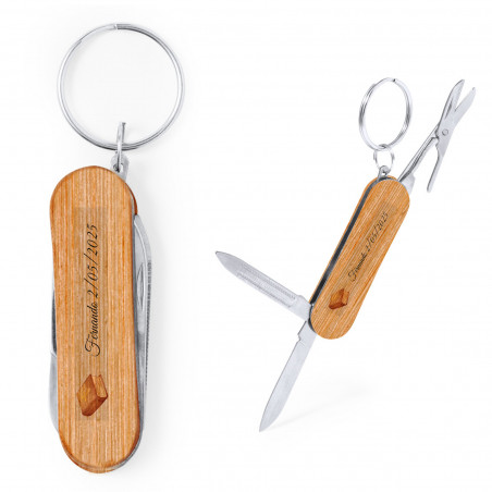 Coltello multiuso personalizzato per prima comunione con manico in legno inciso