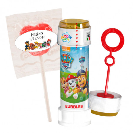 Pompiere pattuglia canina con lecca-lecca personalizzato da regalare