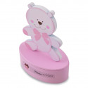 Scatolina di legno a forma di orsetto rosa personalizzata souvenir dolce per battesimo