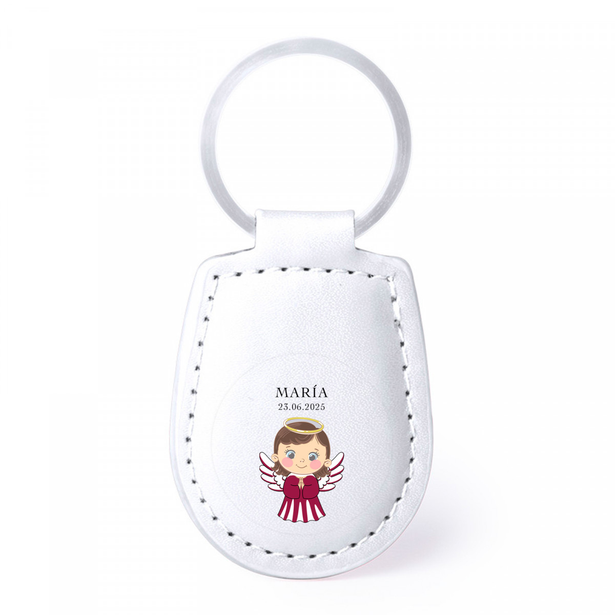 Portachiavi in poliuretano con adesivo trasparente design angelo per dettagli battesimo bambina
