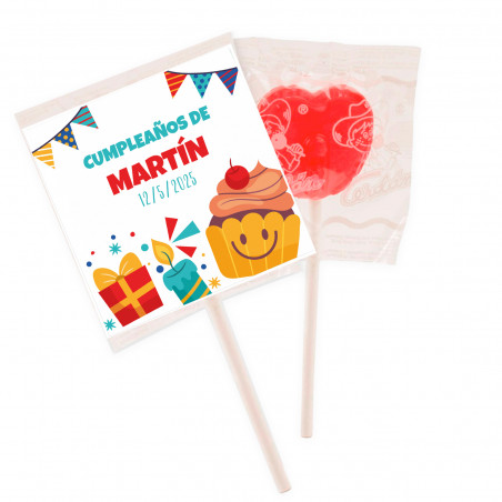Piruleta senza glutine personalizzabile per dettagli di compleanno