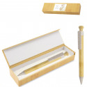 Penna in bambù con scatola personalizzata, dettaglio elegante ed ecologico per matrimoni.