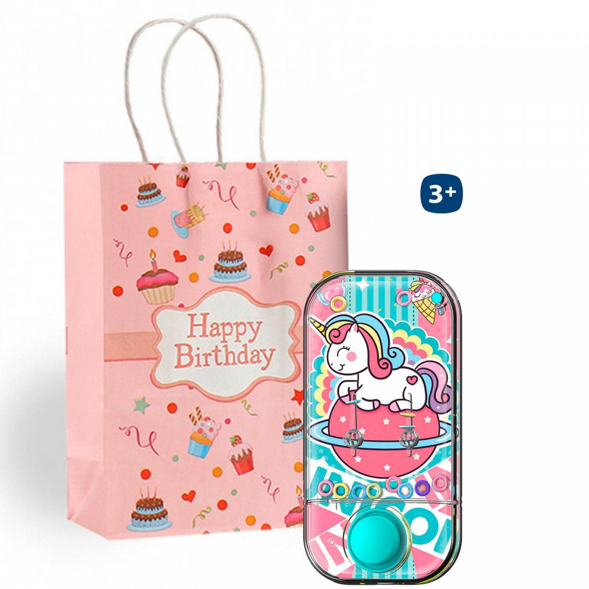 Gioco d'acqua design unicorni in busta con adesivo personalizzato per dettagli