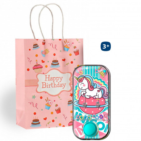Gioco d'acqua design unicorni in busta con adesivo personalizzato per dettagli