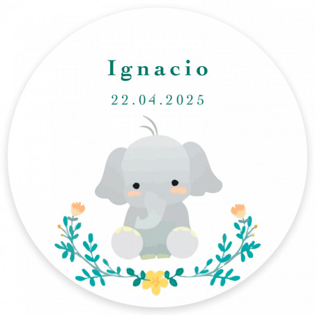 Candela profumata in scatola metallica argentata personalizzata con adesivo di elefante per dettagli