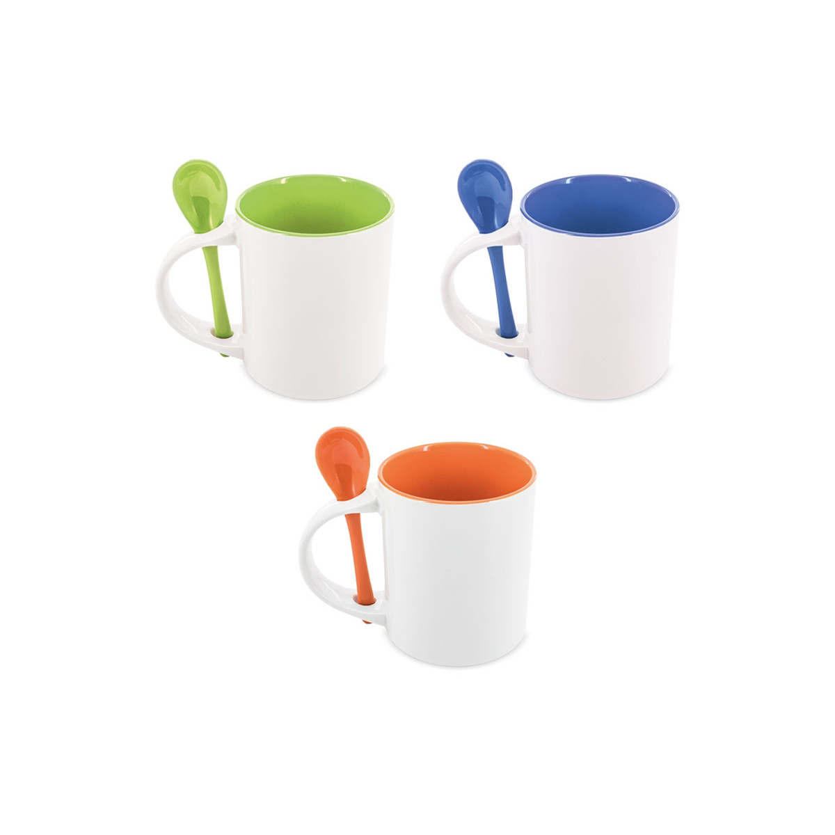 Tazza mug con interno colorato e cucchiaio incorporato da regalare, sublimazione speciale