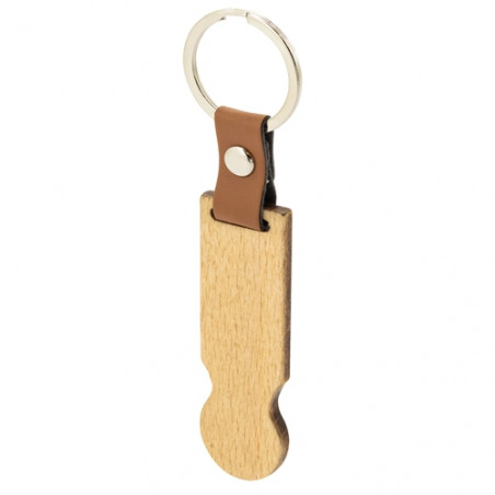 Portachiavi con moneta per auto in legno