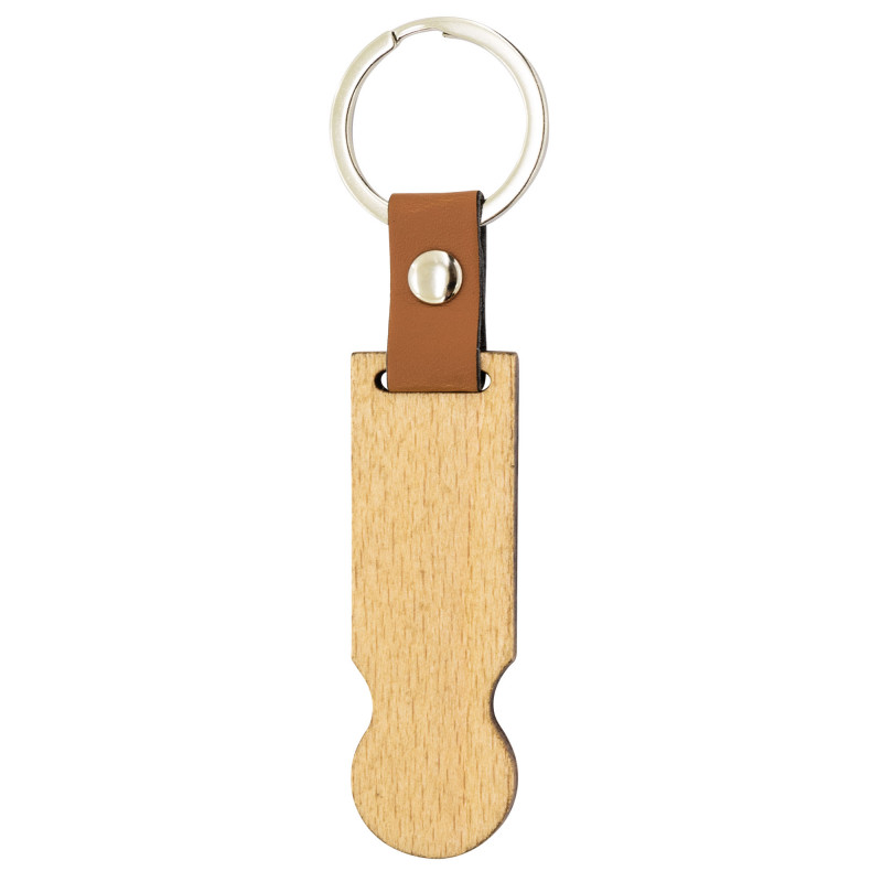 Portachiavi con moneta per auto in legno