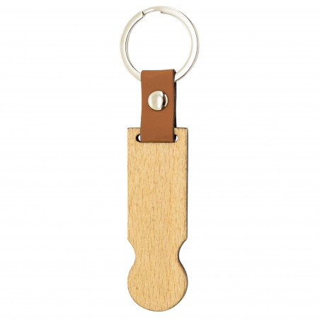 Portachiavi con moneta per auto in legno